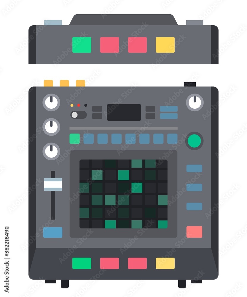 Drum machine instrument for creating music Musician vector icon flat isolated illustration. Drum machine instrument for creating music Musician vector icon flat isolated illustration.