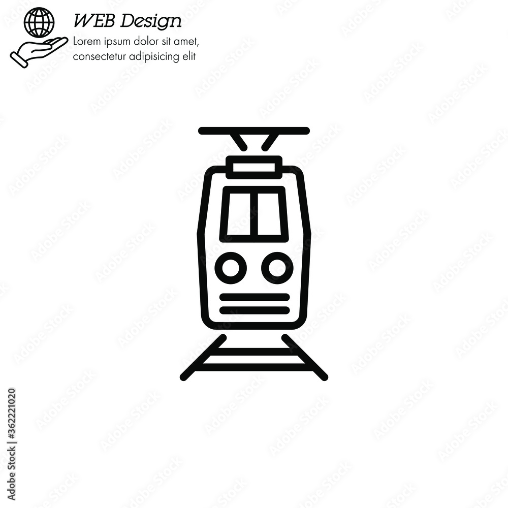 Train icon thin line, linear, outline front view. Simple sign, logo. Train icon thin line, linear, outline front view. Simple sign, logo.