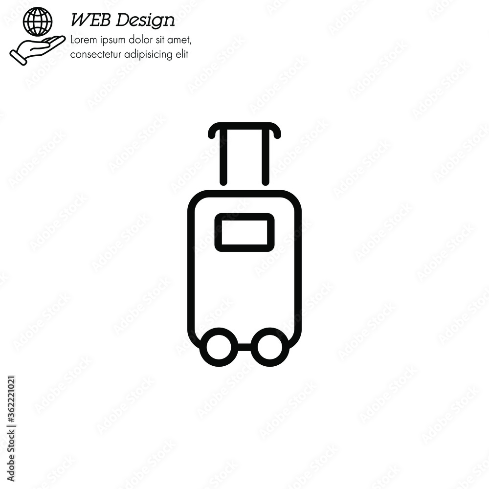 Travel Bag, luggage icon thin line, linear, outline. Simple sign, logo. Premium Quality Isolated Trip Handbag Travel Bag, luggage icon thin line, linear, outline. Simple sign, logo. Premium Quality Isolated Trip Handbag