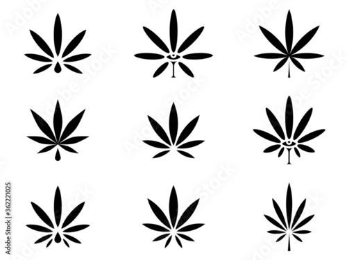 Hemp leafs vol.1 black on white vector design