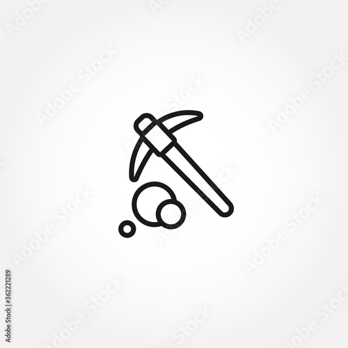 Mining Hammer icon. gem mining line icon. Mining isolated line icon