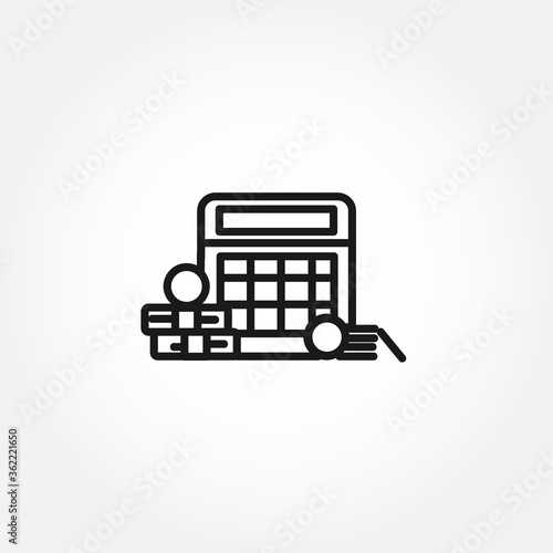 Calculator with money line icon. accounting isolated line icon. accounting icon.