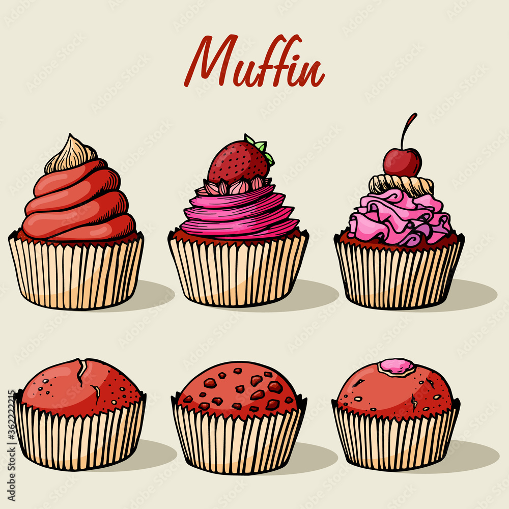 Cupcake collection with different flavors Cupcake collection with different flavors