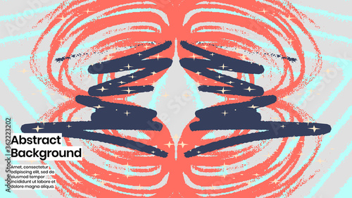 Abstract background illustration. Colorful scribble, stars and paint strokes. Decorative chaos wallpaper, backdropfor cover, invitation, banner, placard, brochure, poster, card, flyer and other.