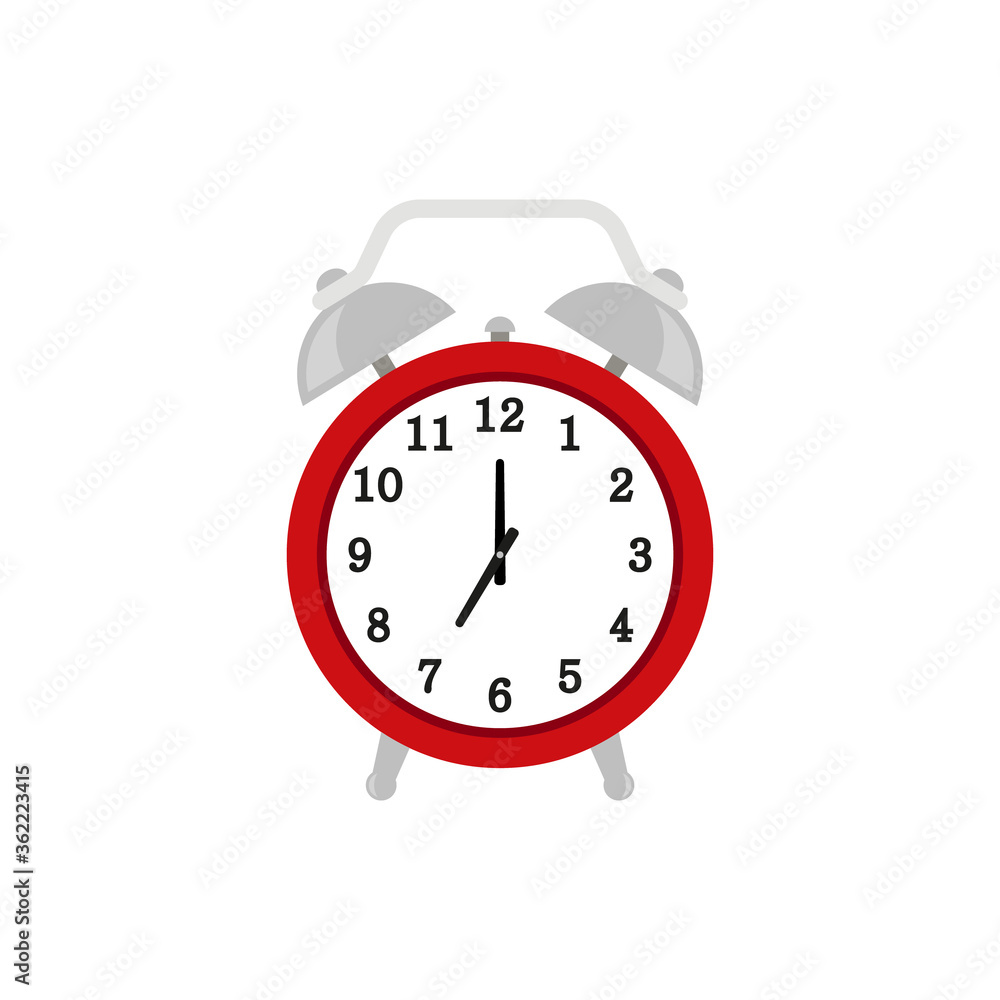 Red alarm clock icon. Vector. Isolated. Flat design. Red alarm clock icon. Vector. Isolated. Flat design.