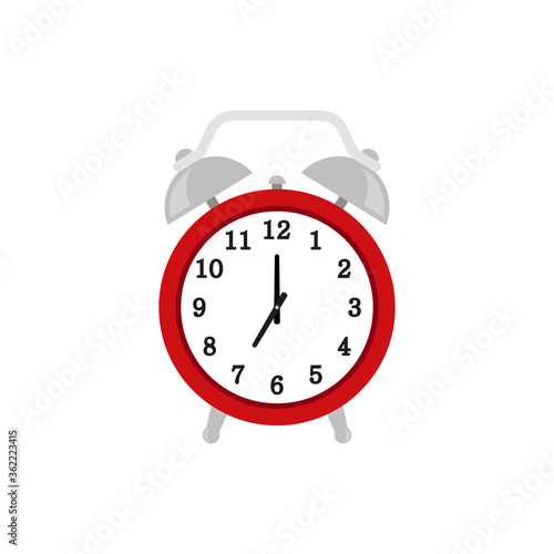 Red alarm clock icon. Vector. Isolated. Flat design.