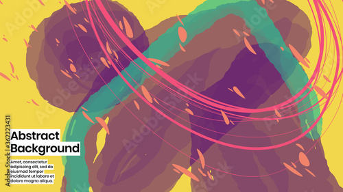 Abstract background illustration. Colorful lines, petals and paint strokes. Decorative chaos wallpaper, backdropfor cover, invitation, banner, placard, brochure, poster, card, flyer and other. Eps10.