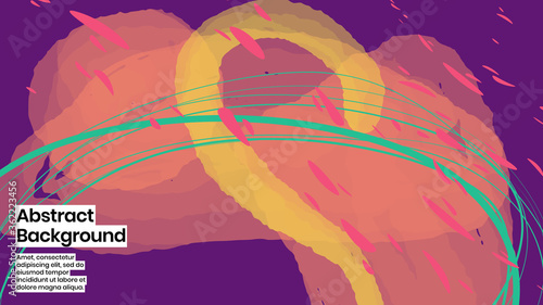 Abstract background illustration. Colorful lines, petals and paint strokes. Decorative chaos wallpaper, backdropfor cover, invitation, banner, placard, brochure, poster, card, flyer and other. Eps10.