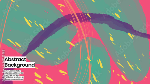 Abstract background illustration. Colorful lines, petals and paint strokes. Decorative chaos wallpaper, backdropfor cover, invitation, banner, placard, brochure, poster, card, flyer and other. Eps10.