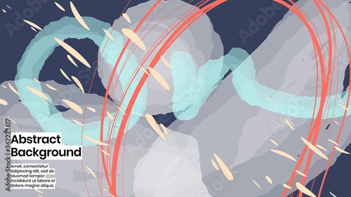 Abstract background illustration. Colorful lines, petals and paint strokes. Decorative chaos wallpaper, backdropfor cover, invitation, banner, placard, brochure, poster, card, flyer and other. Eps10.