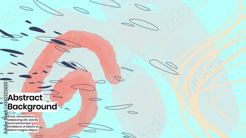 Abstract background illustration. Colorful lines, petals and paint strokes. Decorative chaos wallpaper, backdropfor cover, invitation, banner, placard, brochure, poster, card, flyer and other. Eps10.