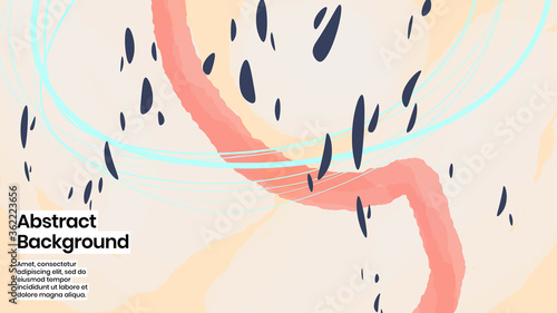 Abstract background illustration. Colorful lines, petals and paint strokes. Decorative chaos wallpaper, backdropfor cover, invitation, banner, placard, brochure, poster, card, flyer and other. Eps10.