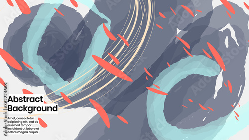 Abstract background illustration. Colorful lines, petals and paint strokes. Decorative chaos wallpaper, backdropfor cover, invitation, banner, placard, brochure, poster, card, flyer and other. Eps10.