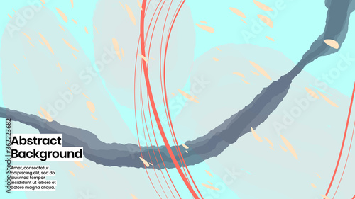 Abstract background illustration. Colorful lines, petals and paint strokes. Decorative chaos wallpaper, backdropfor cover, invitation, banner, placard, brochure, poster, card, flyer and other. Eps10.