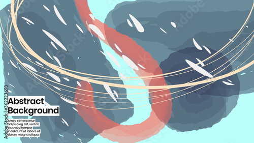 Abstract background illustration. Colorful lines, petals and paint strokes. Decorative chaos wallpaper, backdropfor cover, invitation, banner, placard, brochure, poster, card, flyer and other. Eps10.