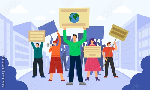 Vector illustration of people who are protesting