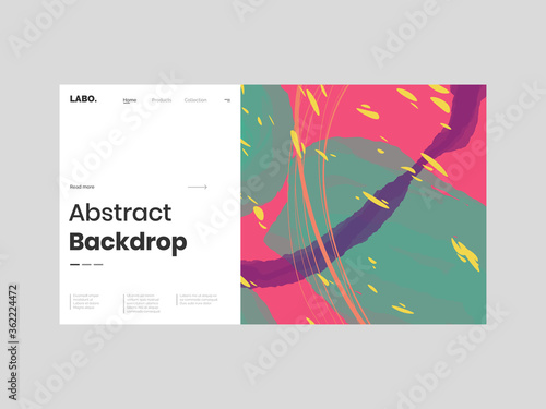 Abstract homepage illustration. Colorful lines, petals and paint strokes. Decorative chaotic background, backdrop. Hand drawn texture, different shapes and textures. Eps10 vector.