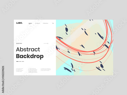 Abstract homepage illustration. Colorful lines, petals and paint strokes. Decorative chaotic background, backdrop. Hand drawn texture, different shapes and textures. Eps10 vector.