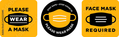 Please wear mask icon vector signage