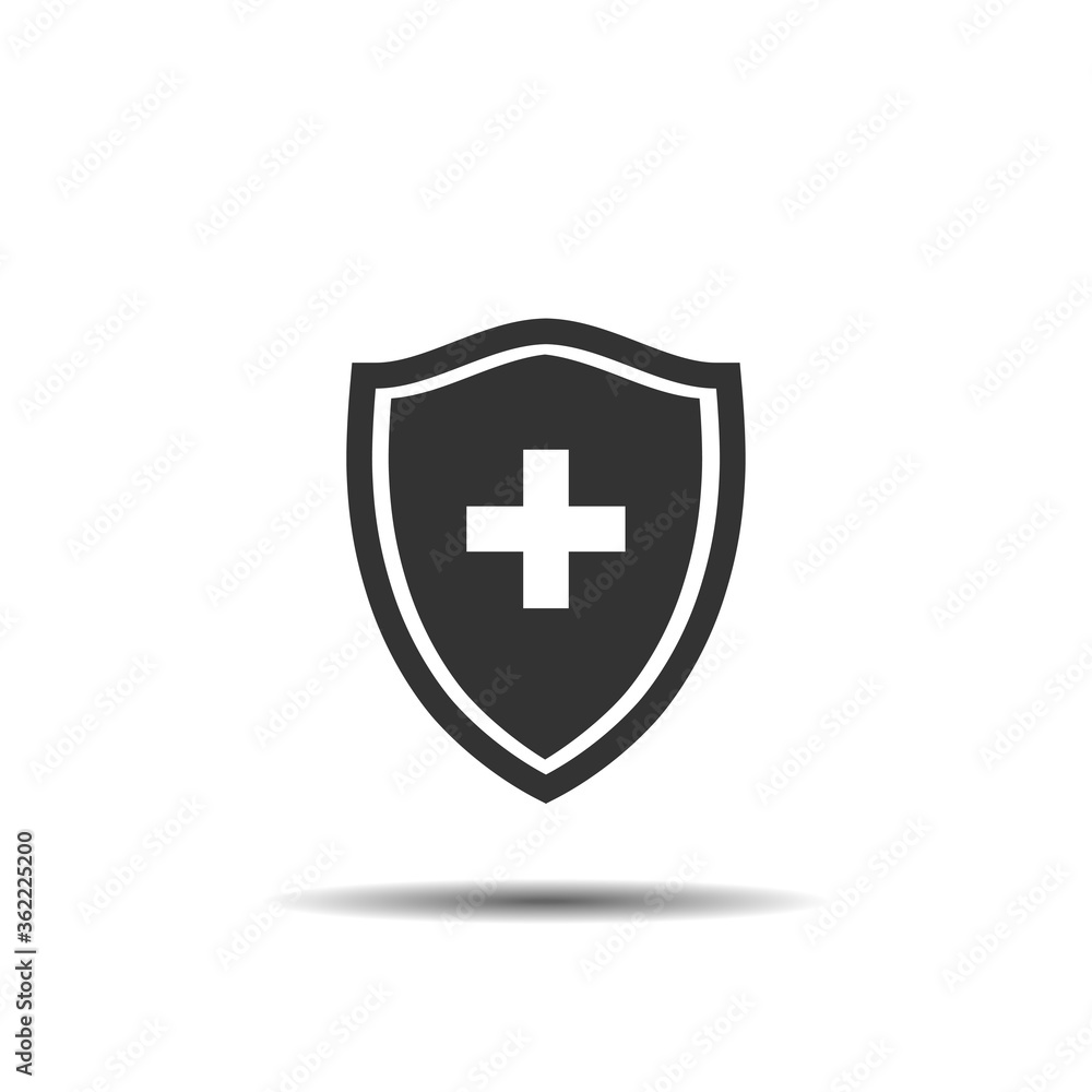 protection concept. Medical Insurance. black and white shield with cross icon. eps10 protection concept. Medical Insurance. black and white shield with cross icon. eps10