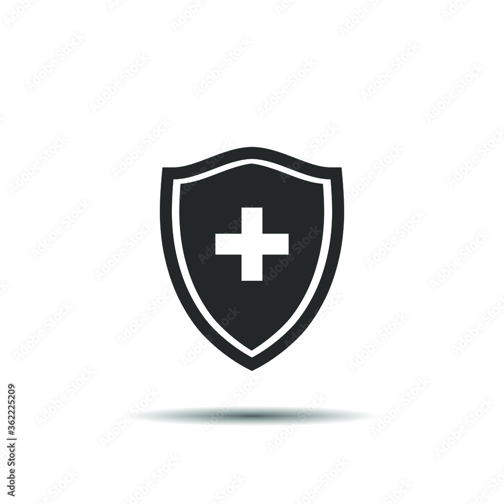 protection concept. Medical Insurance. black and white shield with cross icon. eps10 protection concept. Medical Insurance. black and white shield with cross icon. eps10