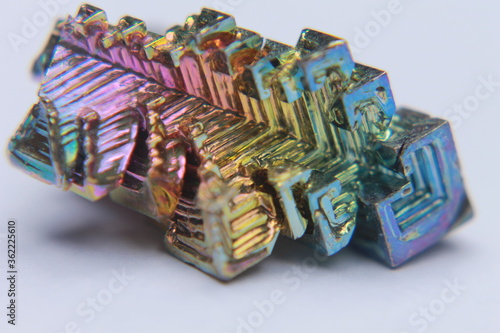 Macro shot of a piece of Bismuth