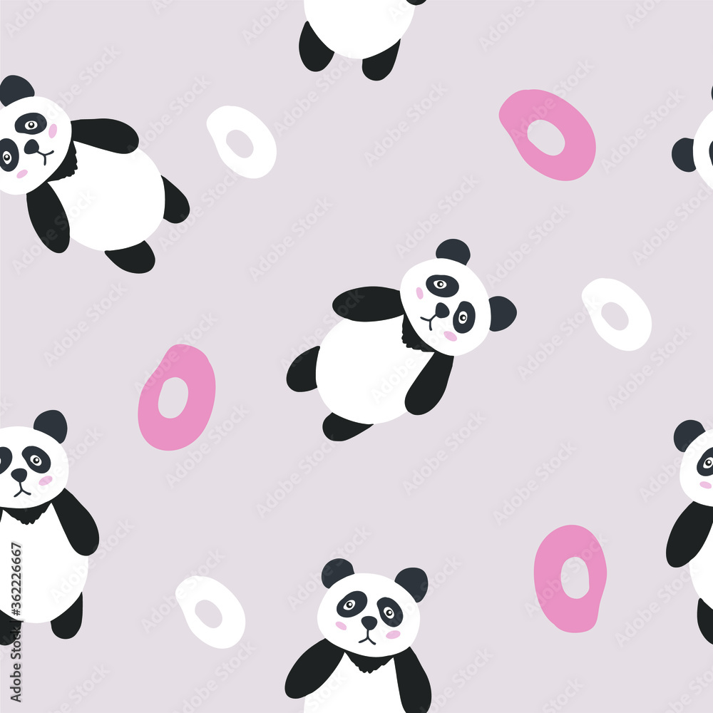 Panda seamless pattern background, sad cute panda, cartoon panda bears Panda seamless pattern background, sad cute panda, cartoon panda bears