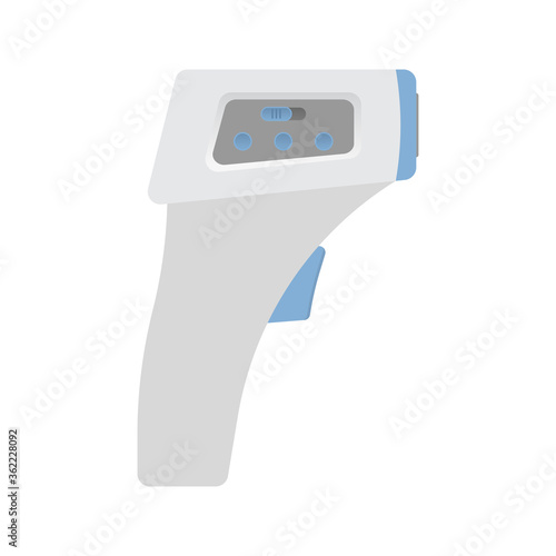 Digital electronic non-contact infrared thermometer. Medical device for measuring the patient's body temperature. Vector stock flat illustration isolated on a white background.