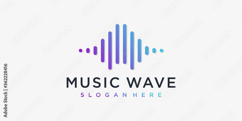 Music wave logo design inspiration, musical, wave, sound, modern, cool, volume, Premium Vector