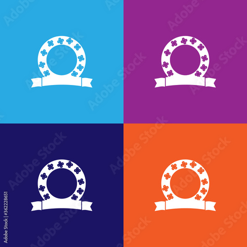 wreath illustration icon vector on multicolored background