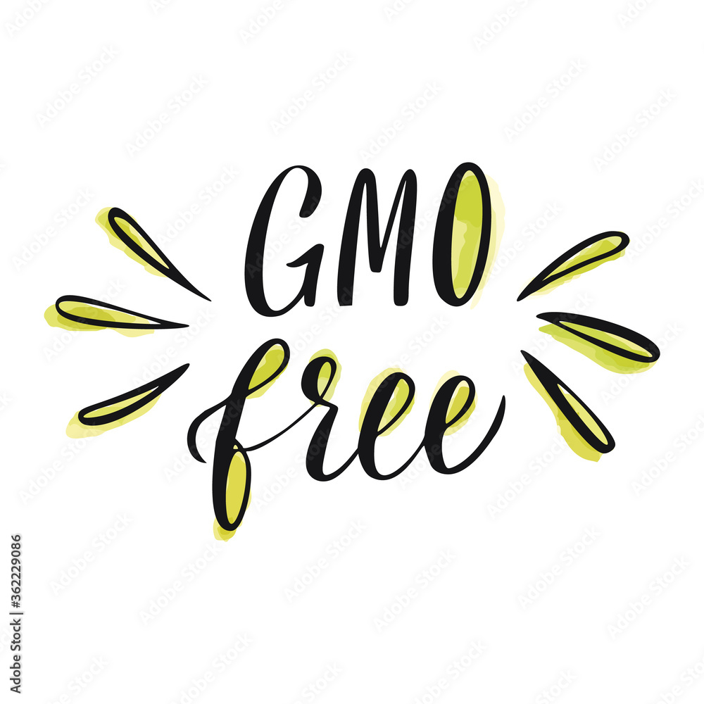Obraz premium Healthy Organic Food Hand drawn Lettering. Eco Vegan Icon or Badge. Vector Illustration.