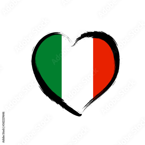 Travel italian love heart grunge icon. Love Italy flag symbol illustration