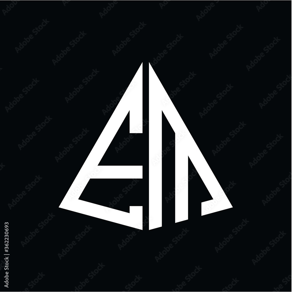 E M white triangle initials with a black background E M white triangle initials with a black background