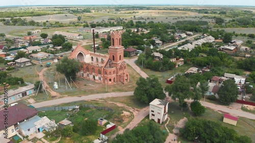 Ruins of the ancient Lutheran church in Saratov, Russia. The building in 1907 was built by the Germans of the Volga region, destroyed by the communist vandals during the revolution photo