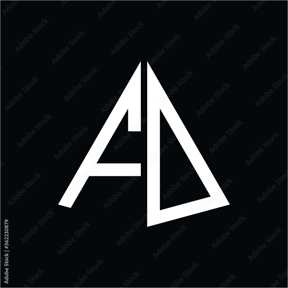 F O white triangle initials with a black background F O white triangle initials with a black background
