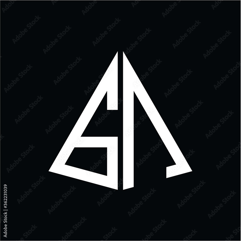 G N white triangle initials with a black background G N white triangle initials with a black background