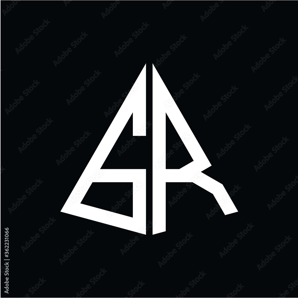 G R white triangle initials with a black background G R white triangle initials with a black background
