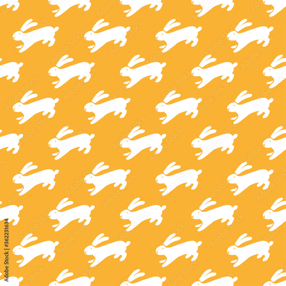 Seamless hand drawn pattern with rabbits. Seamless hand drawn pattern with rabbits.
