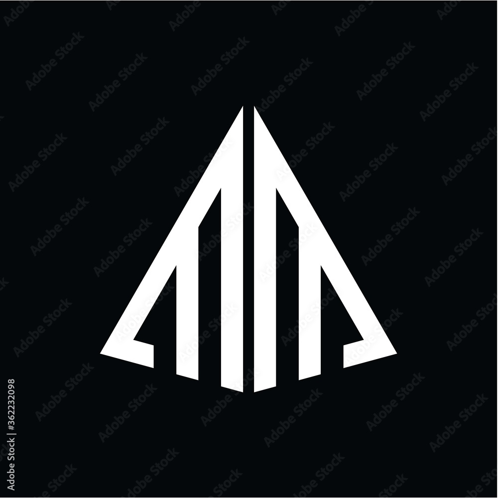 M M white triangle initials with a black background M M white triangle initials with a black background