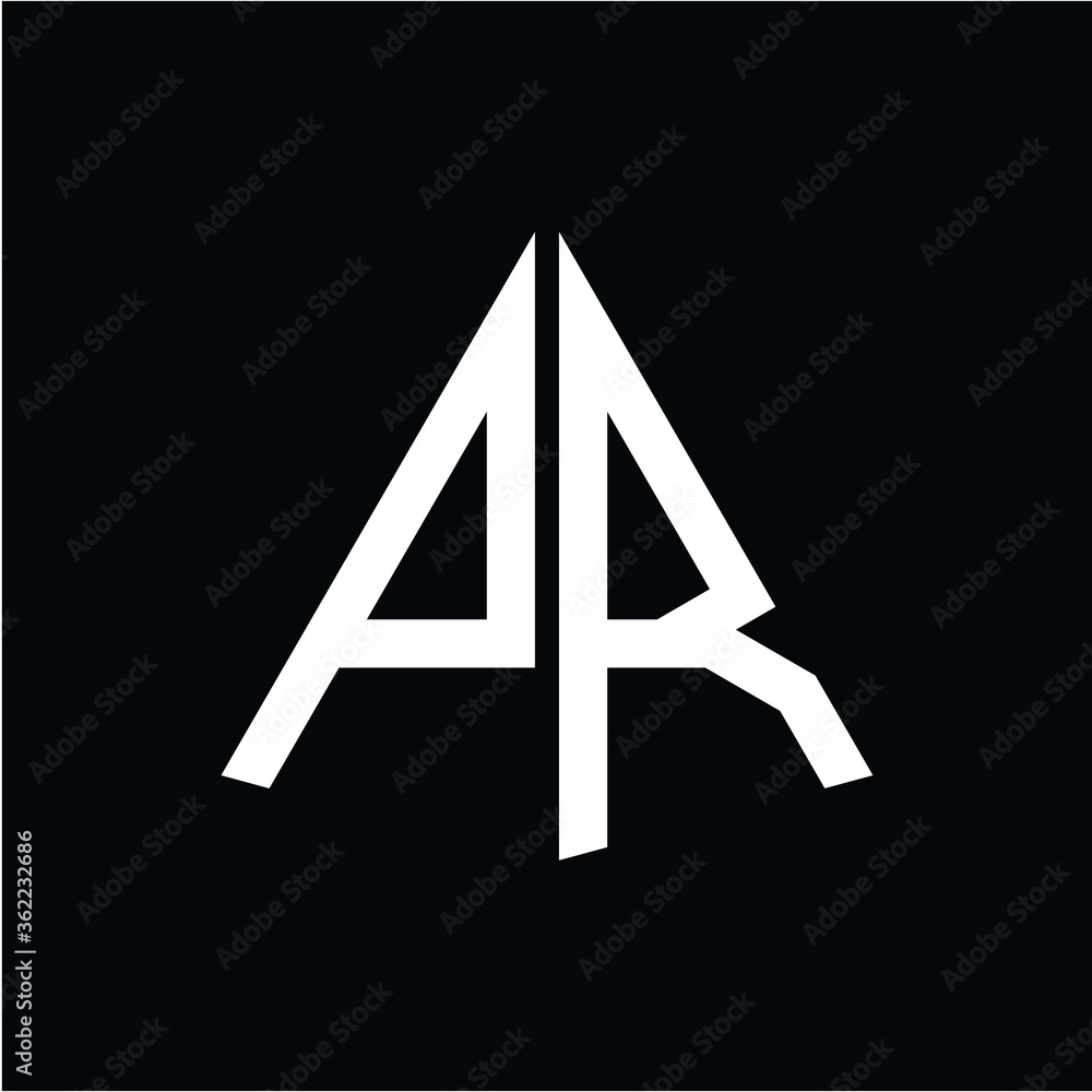 P R white triangle initials with a black background P R white triangle initials with a black background