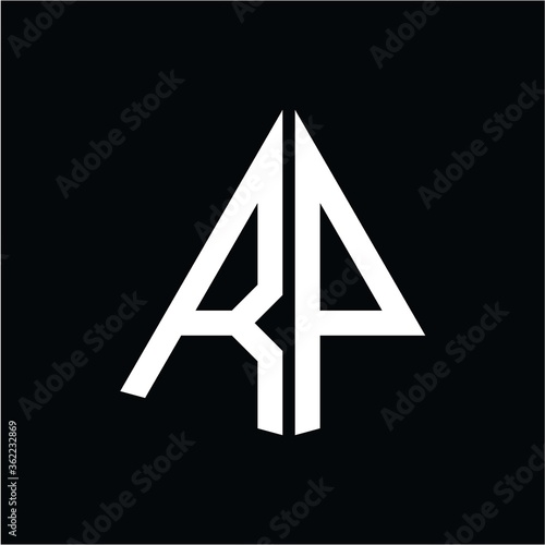 Free Download R P white triangle initials with a black background - GFXLoad