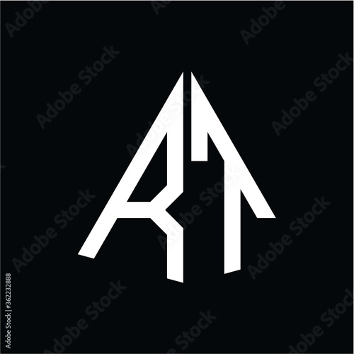 R T white triangle initials with a black background
