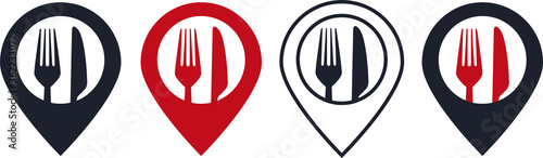 Restaurant map pin symbol vector icon