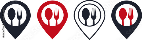 Restaurant map pin symbol vector icon