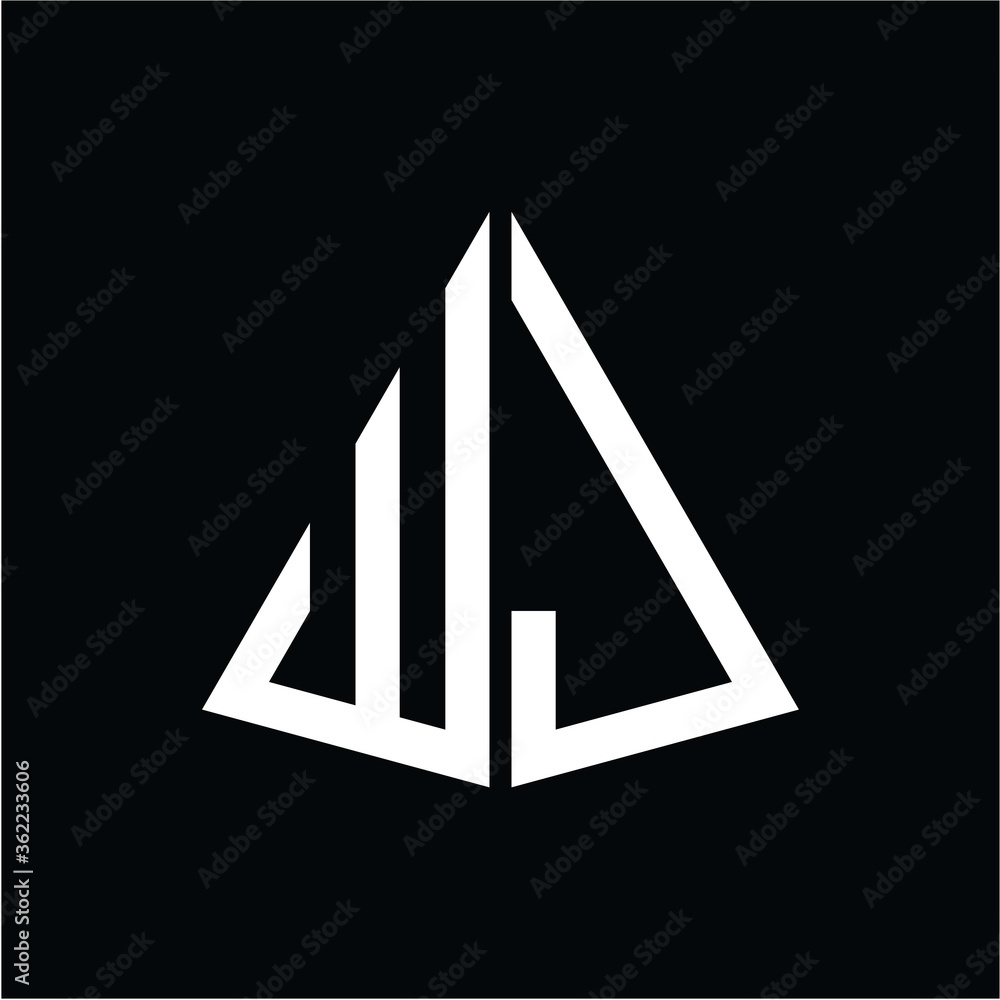 W J white triangle initials with a black background W J white triangle initials with a black background