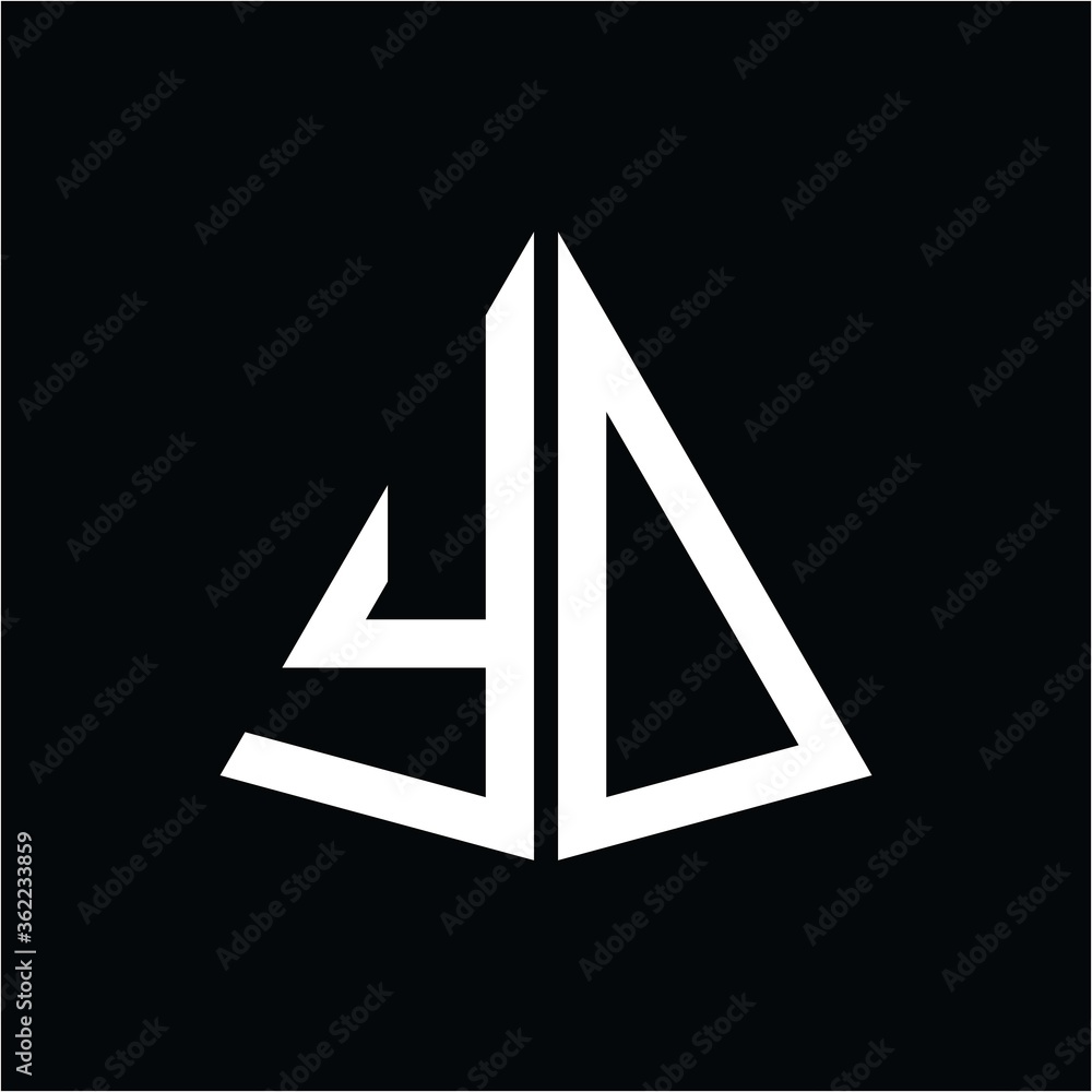 Y O white triangle initials with a black background Y O white triangle initials with a black background