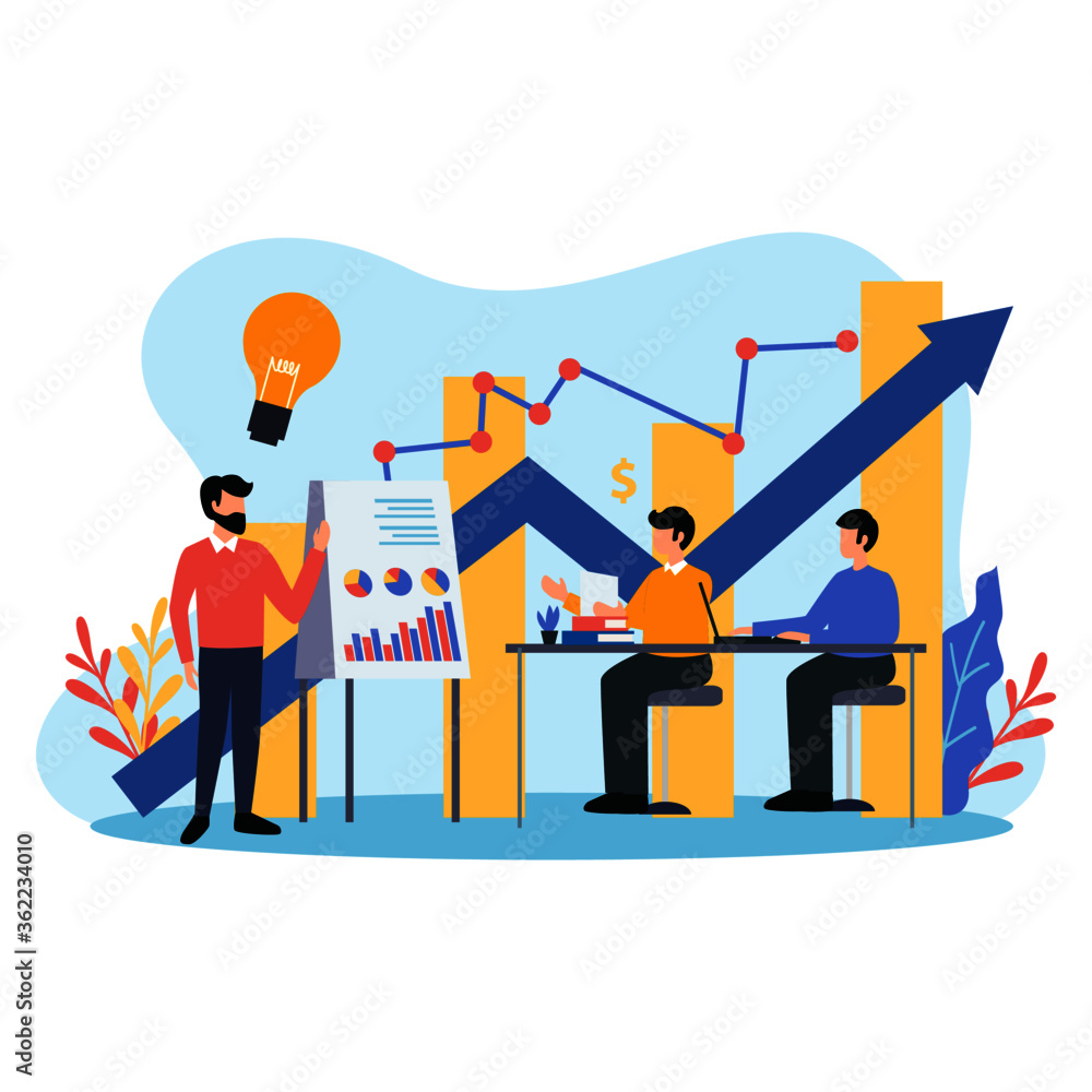 Flat vector illustration business growth Flat vector illustration business growth