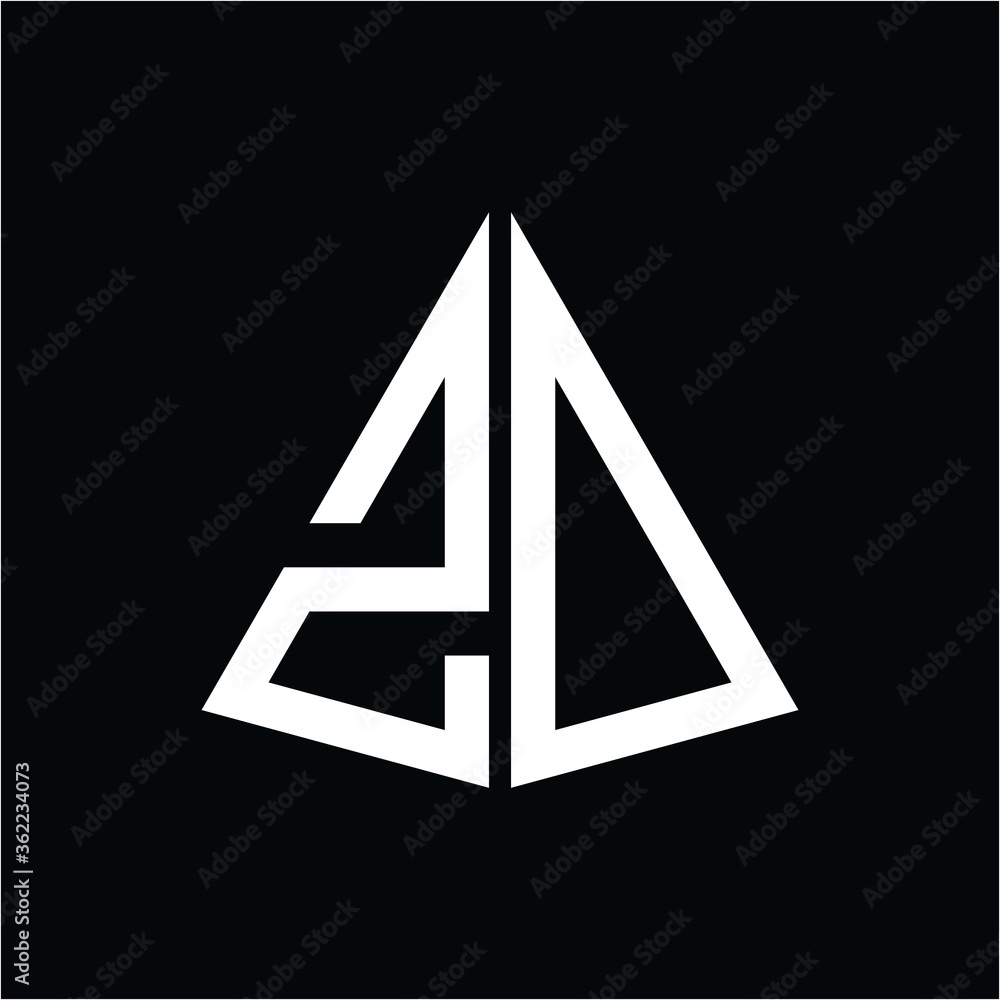 Z O white triangle initials with a black background - obrazy, fototapety, plakaty 