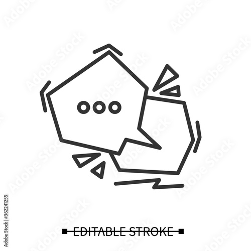 Discussion icon. Cartoon style speech bubbles linear pictograms. Communication, quarrel, argument and verbal aggression concept. Editable stroke vector illustration for graphic design and web