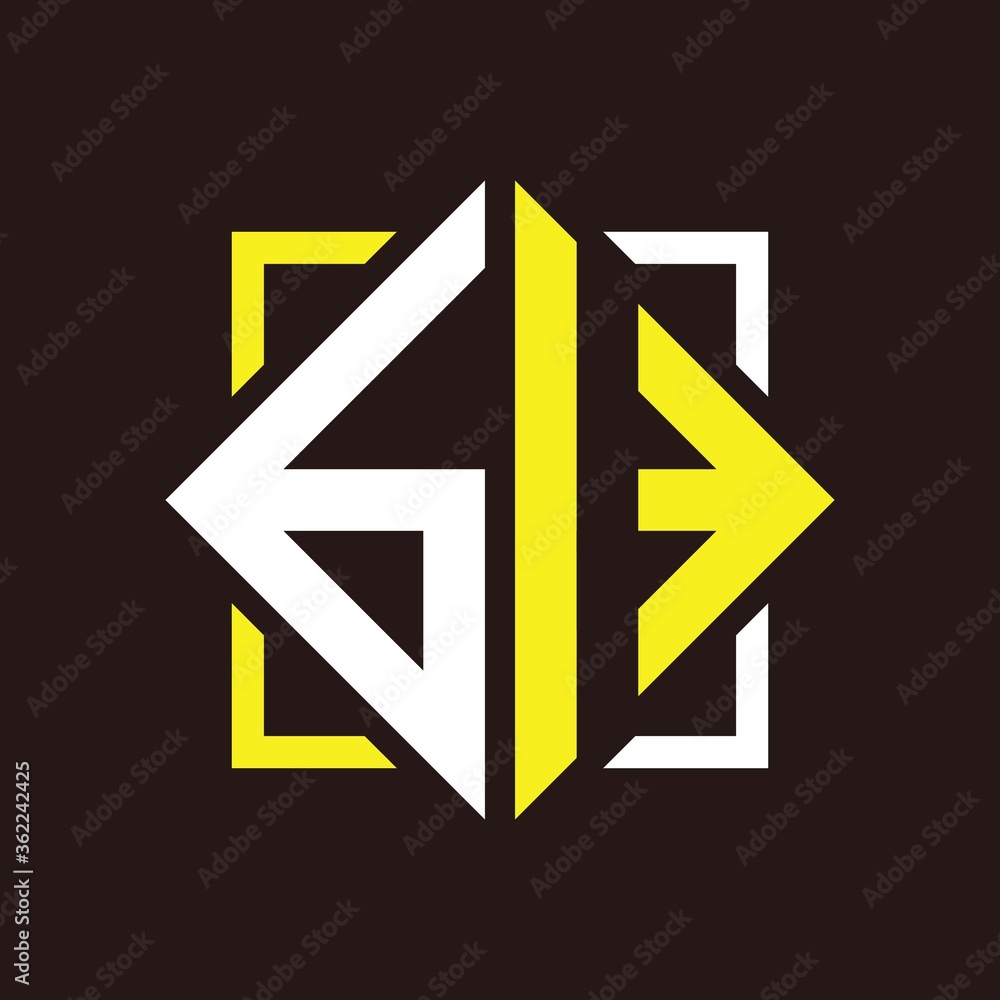 B I initial monogram quadrangle with square B I initial monogram quadrangle with square